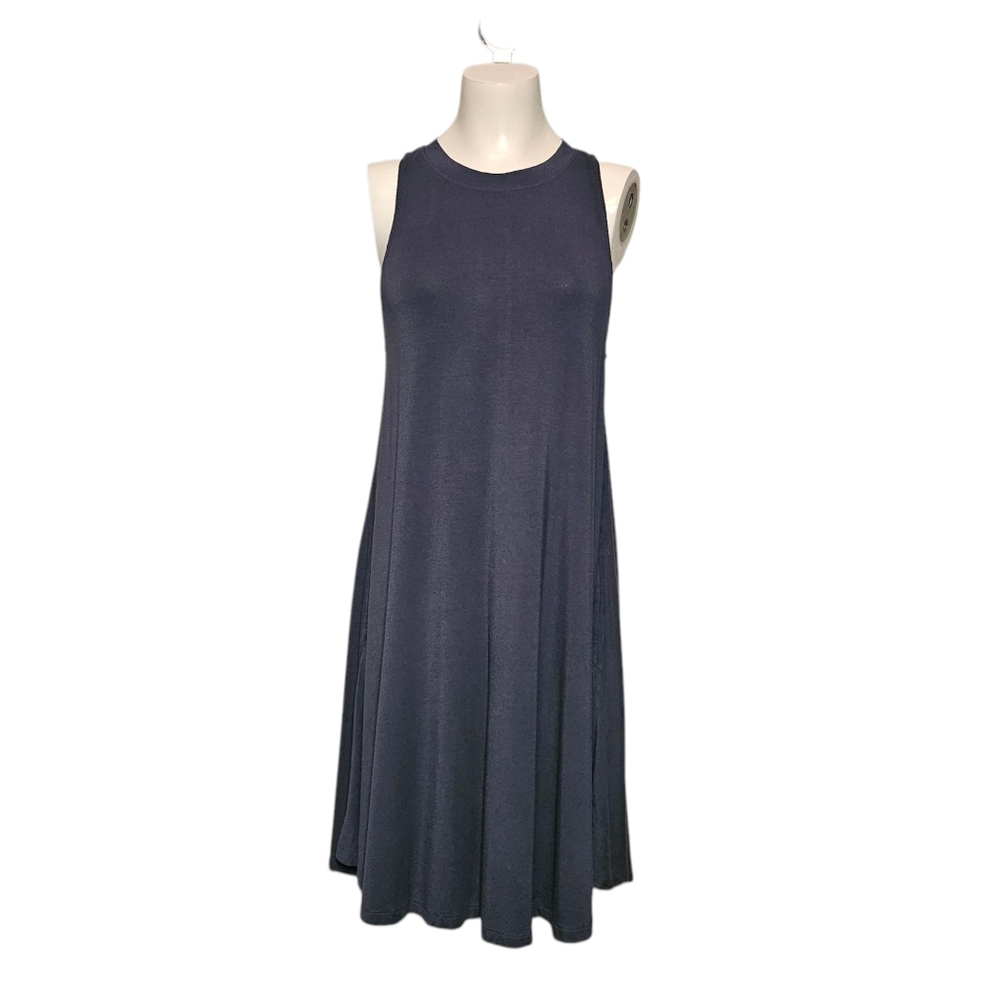 Wishlist Dress Sleeveless Grey Blue A-line Style Pockets Comfy Stretch sz M